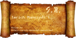 Imrich Manszvét névjegykártya